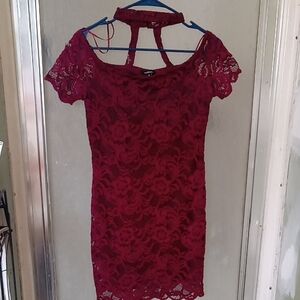 Ambiance Burgundy Lace Mini Dress